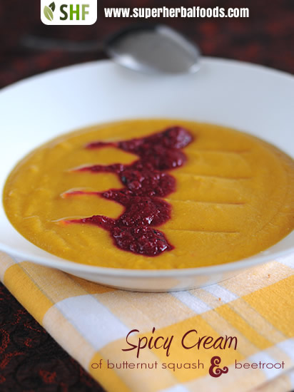 Butternut squash and beetroots spicy cream