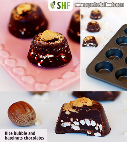 Rice bubble hazelnut chocolates