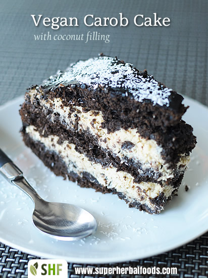 Vegan Carob cake with Coconut filling